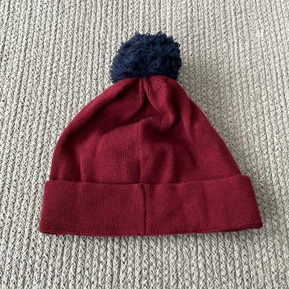 BabyGap Burgundy Navy Blue Cotton Handsome Winter Hat with Pom